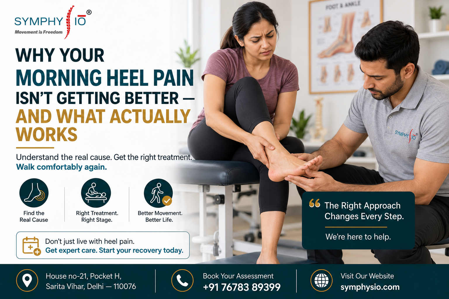 Plantar fasciitis treatment in Sarita Vihar, Delhi - heel pain physiotherapy assessment at Symphysio